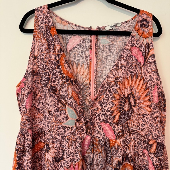 Madewell Lace-Up Ruffle-Hem Midi Dress in Bali Blooms Block Print Size 4 - Picture 6 of 7